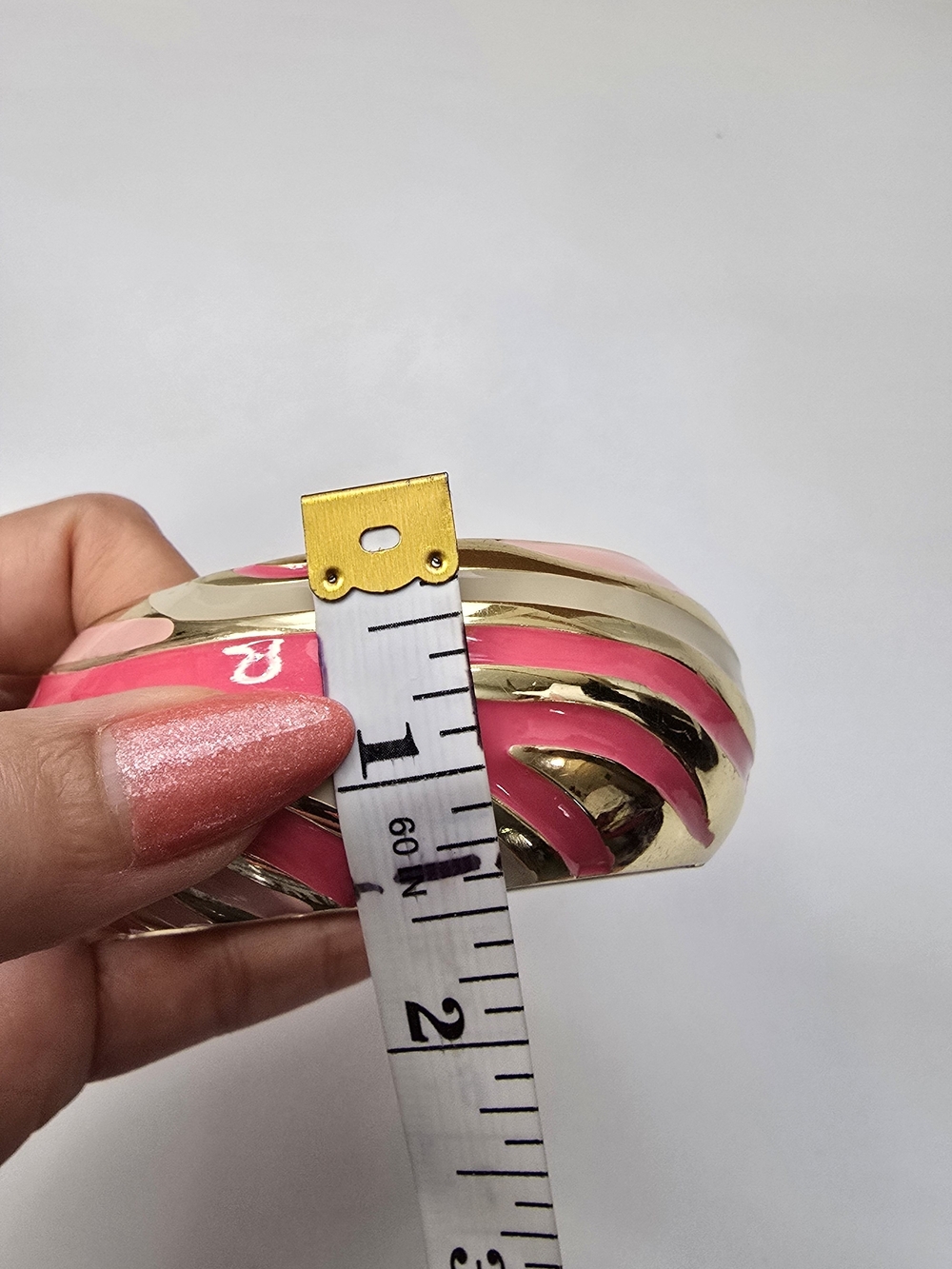 Pink & Gold Abstract Hinged Bangle - Picture 9 of 10